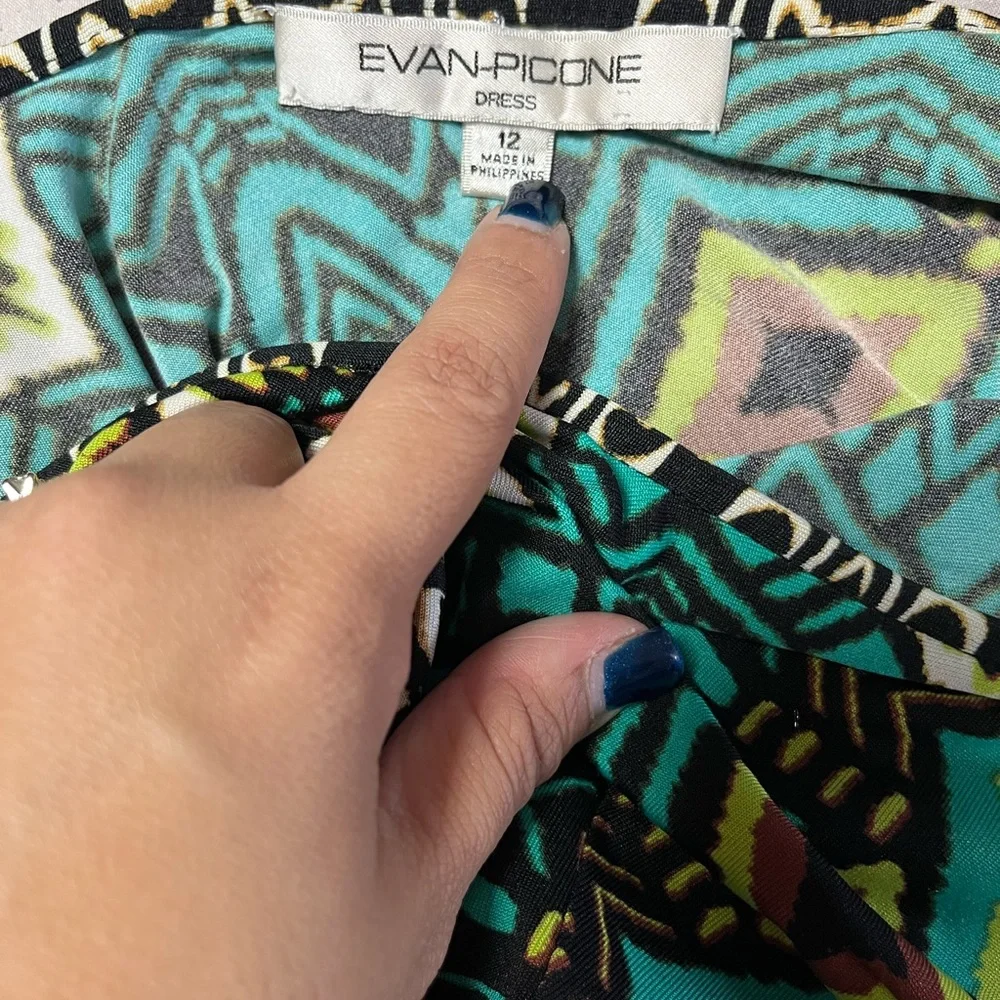 Evan-Picone Women’s Dress Long Sleeveless Maxi Black Green Size 12 - Picture 5 of 7